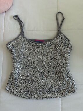 Edikted Silver Sequin Crop Top